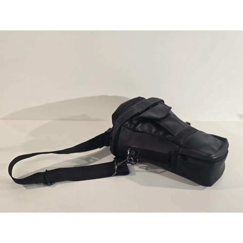 Vintage Black Camera Lens Carry Case – Padded Top-Load Holster Bag